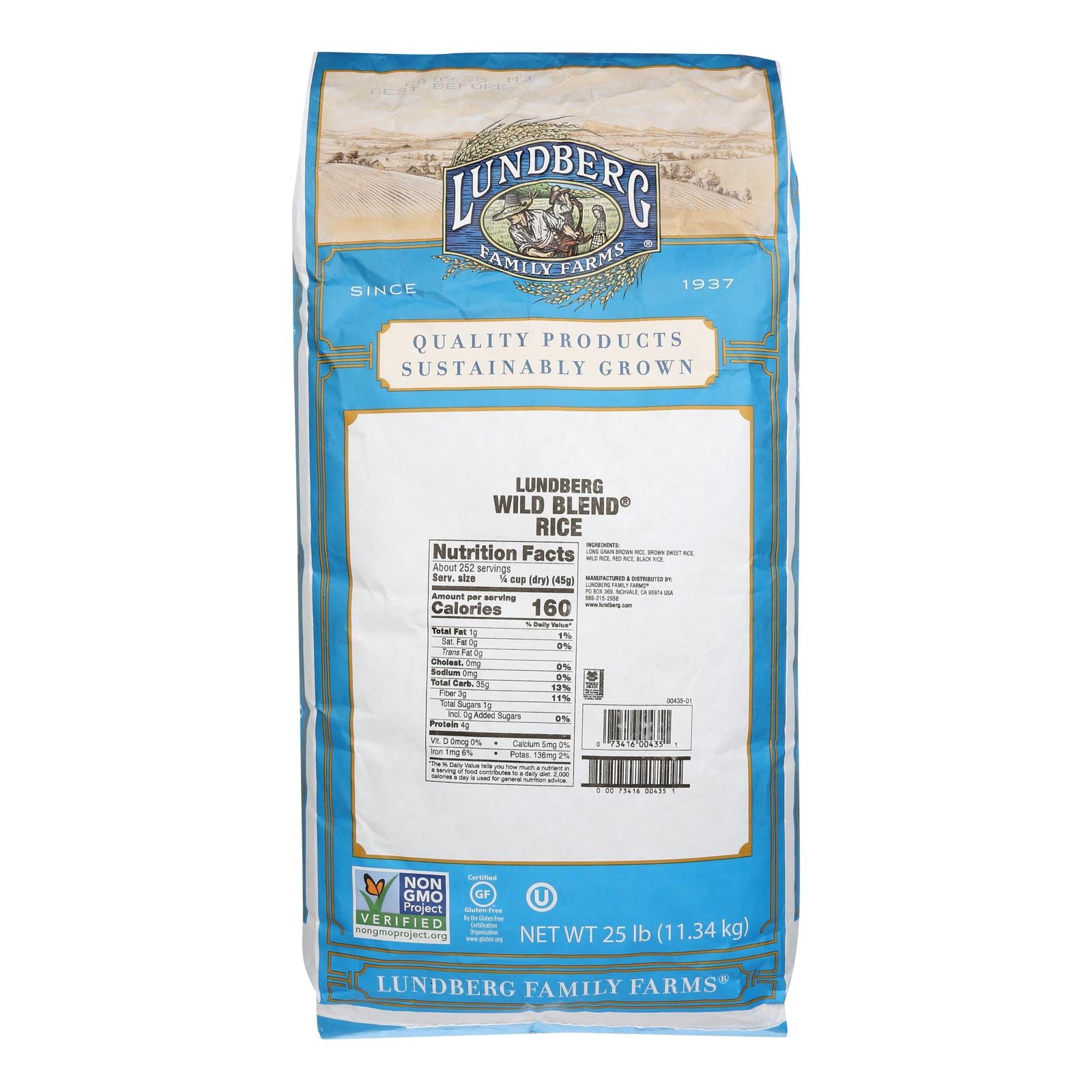 Lundberg Family Farms Wild Blend Whole Grain Brown Rice - Single Bulk Item - 25lb