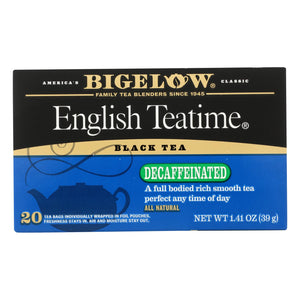 Bigelow Tea English Teatime Decaffeinated Black Tea - Case Of 6 - 20 Bags