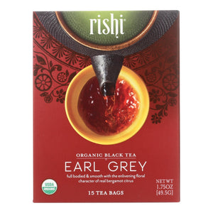 Rishi Organic Tea - Earl Grey - Case Of 6 - 15 Bags