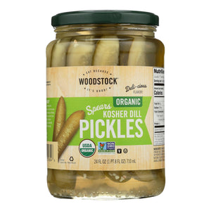 Woodstock Organic Kosher Dill Pickle Spears - Case Of 6 - 24 Fz