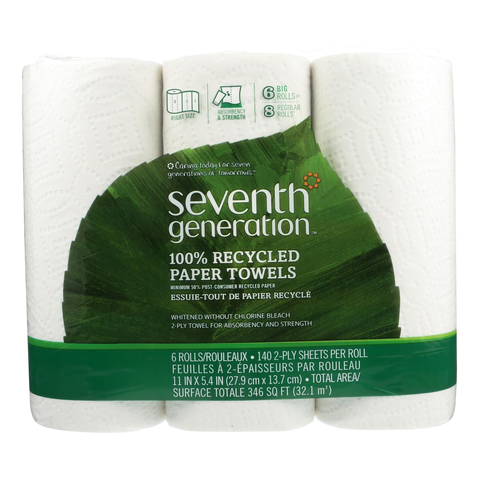 Simply Supplies  Green Heritage® Kitchen Paper Towels, 2-Ply 11x9 Sheets,  85 Sheets/Roll
